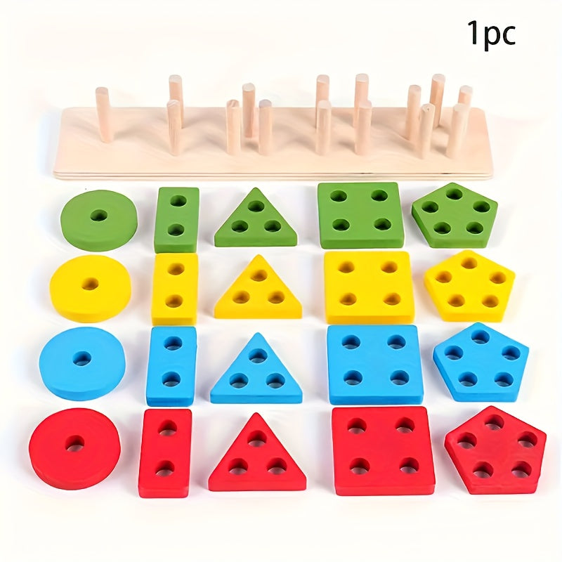 Jouet Montessori Tri et Empilage en Bois - Reconnaissance Couleurs et Formes pour Bébés