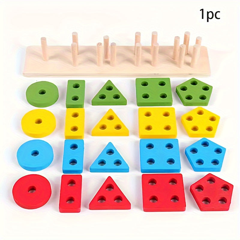 Jouet Montessori Tri et Empilage en Bois - Reconnaissance Couleurs et Formes pour Bébés