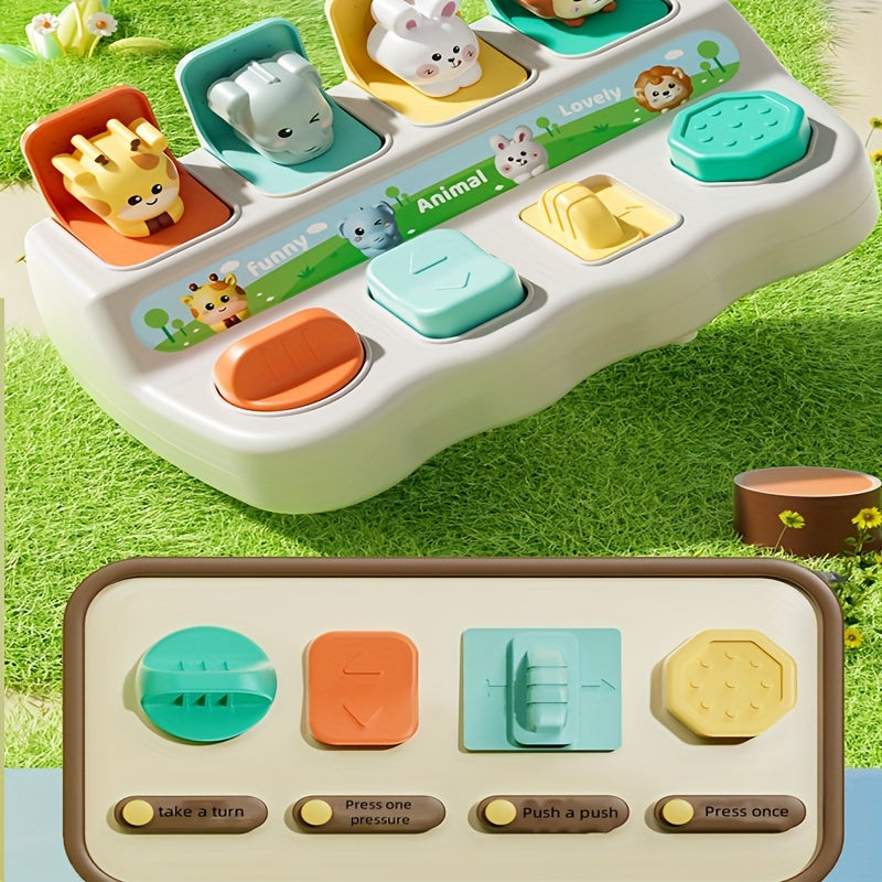 Boîte Pop-Up Animaux Montessori - Jouet Interactif Logique et Motricité pour Bébés