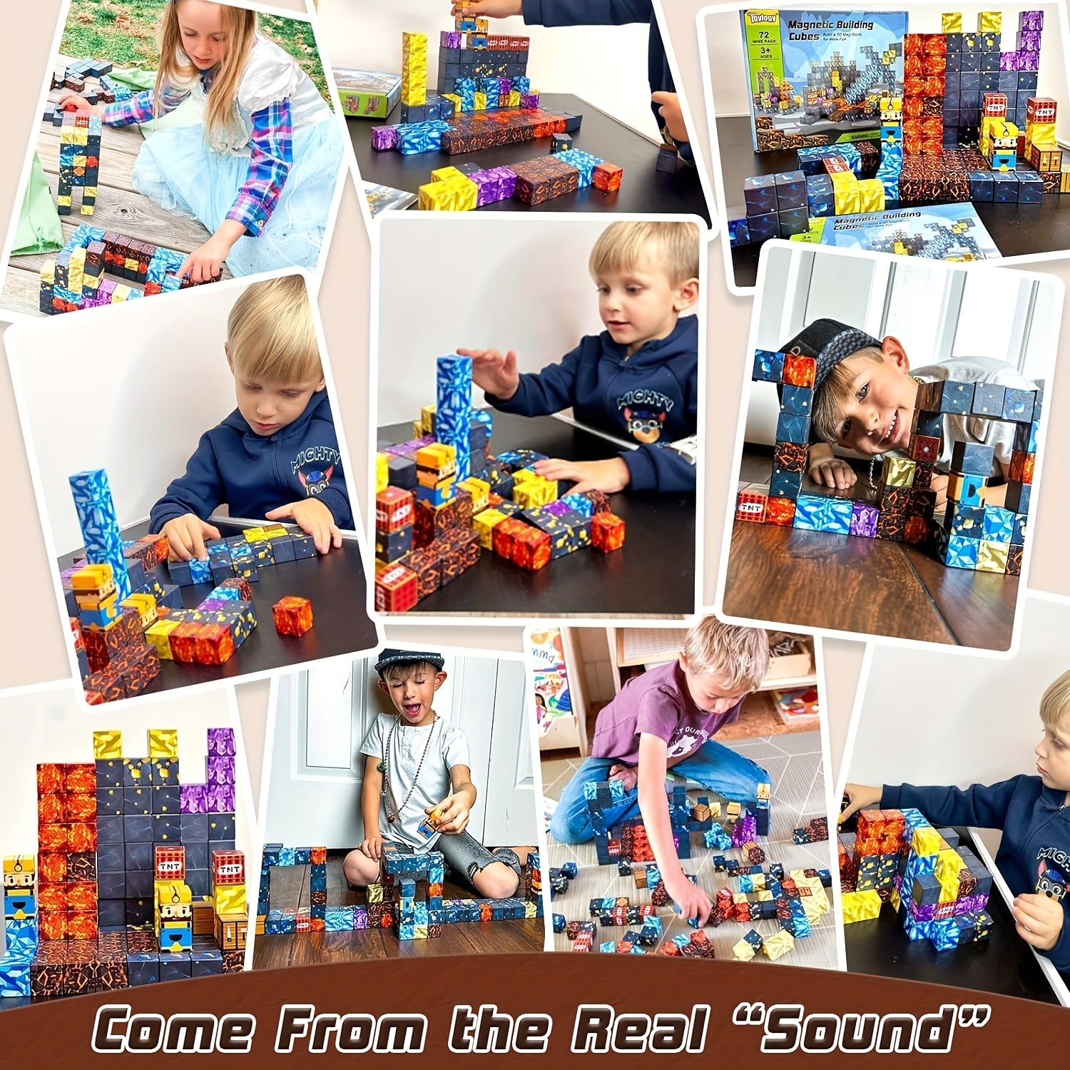 Blocs Magnétiques 50-300 Pièces - Jouet Construction STEM Montessori pour Enfants 3-8 ans