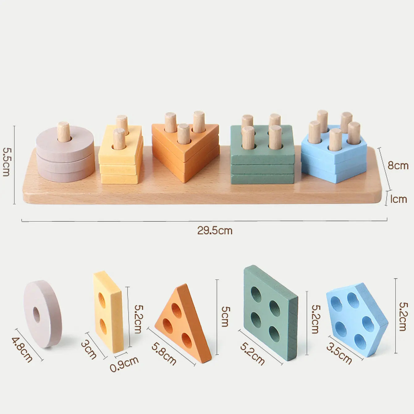 Jeu de Tri et Empilage Bois Montessori 3-6 Ans - Formes Géométriques