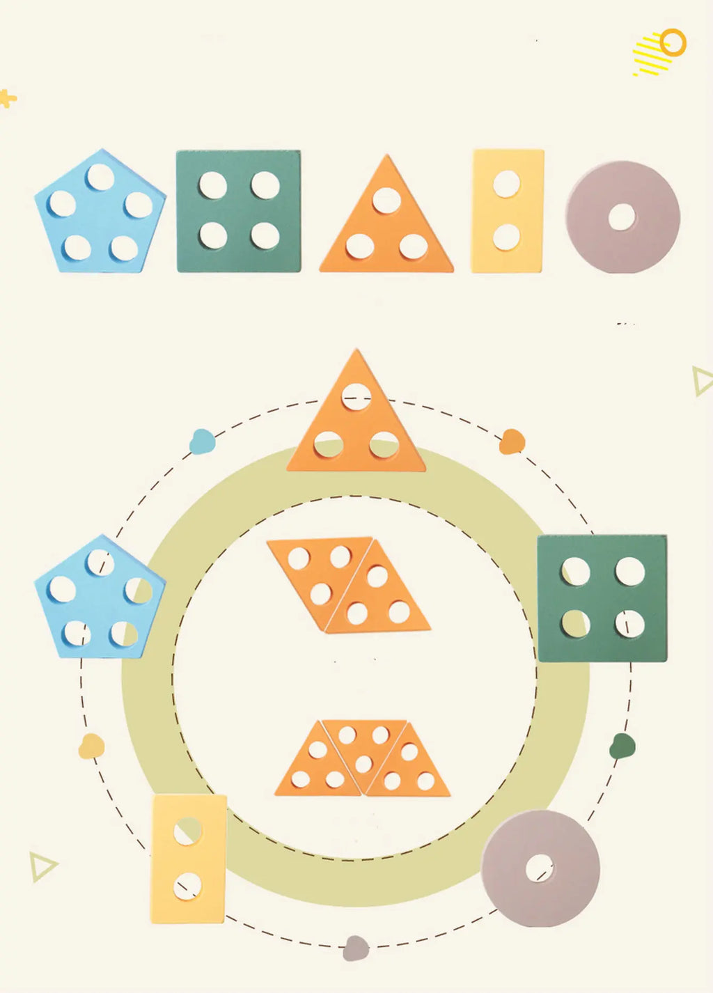 Jeu de Tri et Empilage Bois Montessori 3-6 Ans - Formes Géométriques