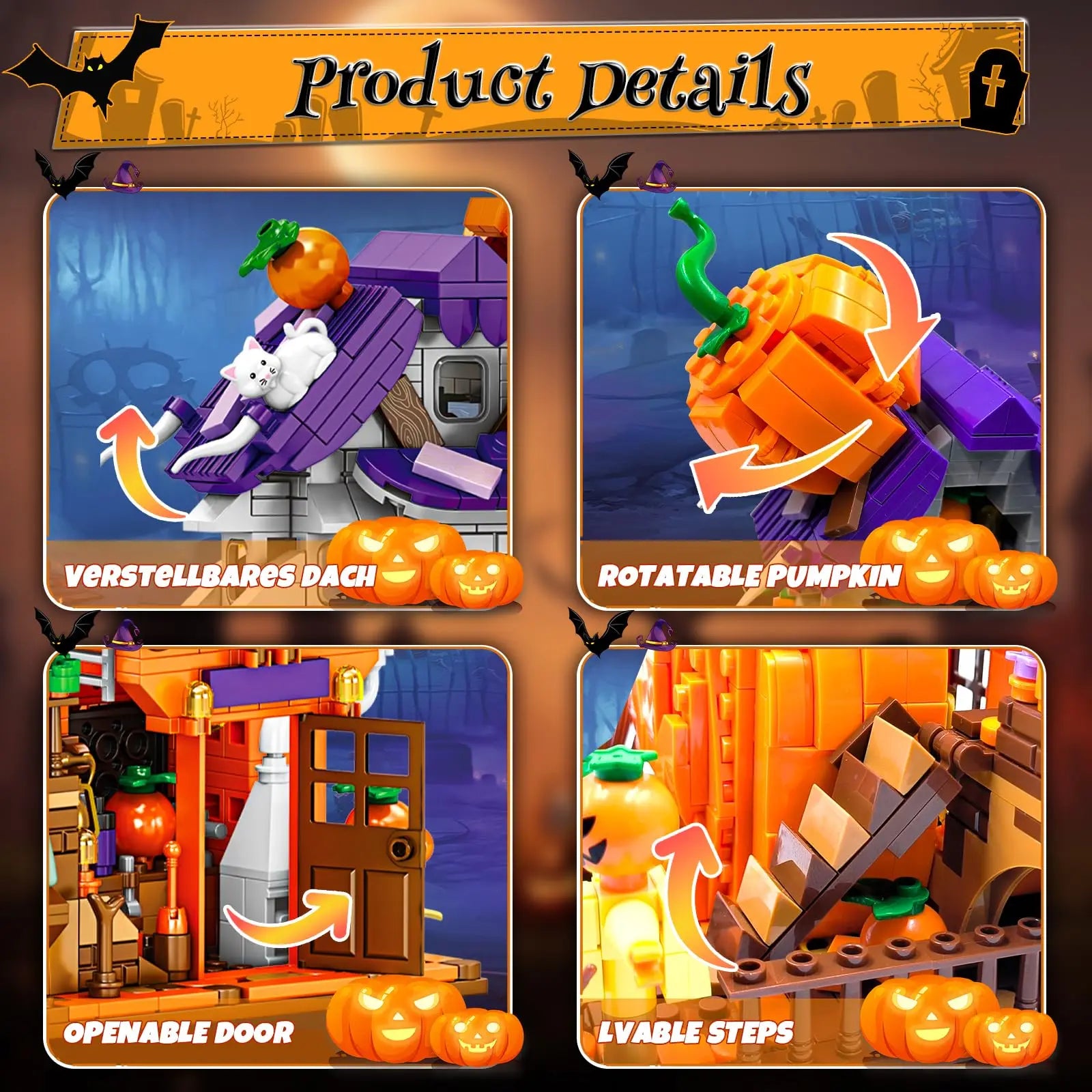 Cabane Halloween ToylinX Blocs Construction - Modèle Décoratif ABS - Cadeau Enfant