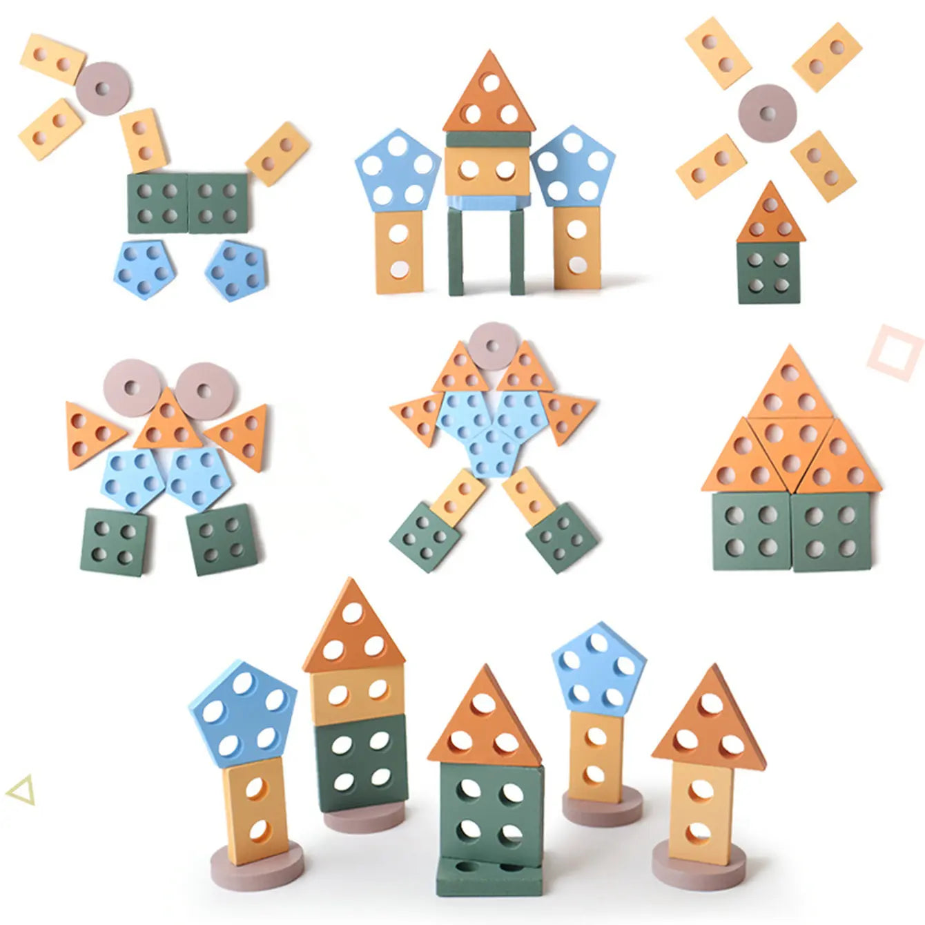 Jeu de Tri et Empilage Bois Montessori 3-6 Ans - Formes Géométriques