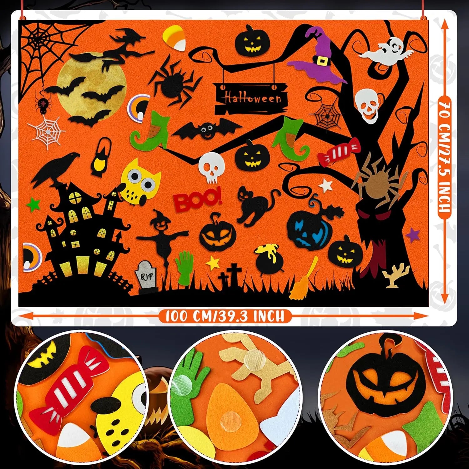 Tableau Feutrine Montessori Noël et Halloween - Jeu Interactif DIY Décoration Murale