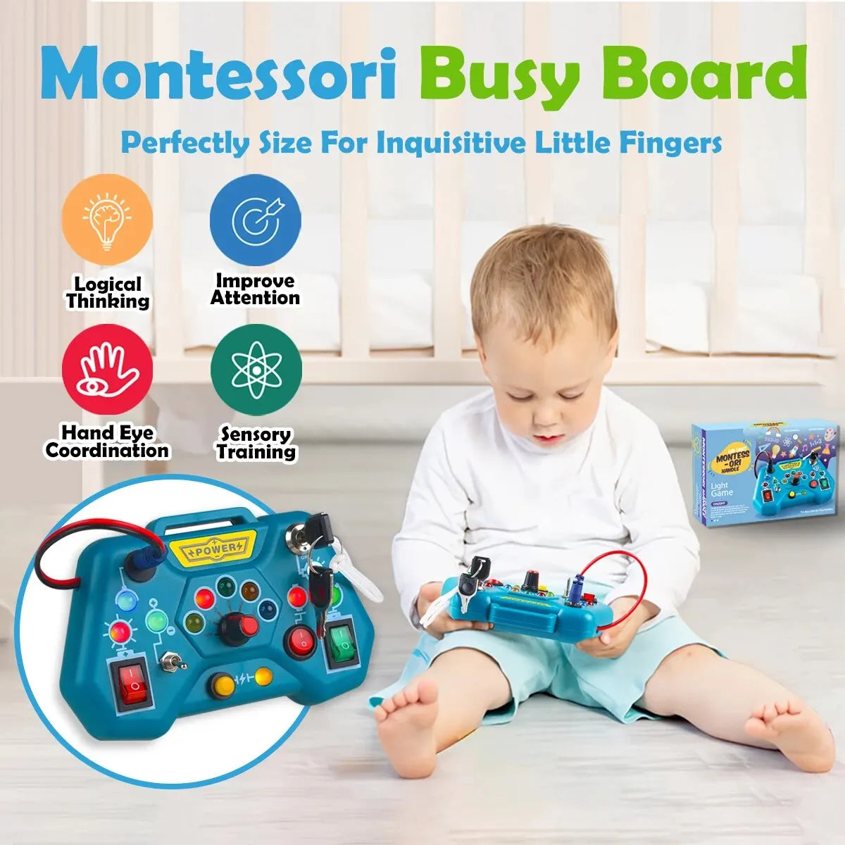 Planche Occupée Montessori Bébé 1-3 Ans - Jouet de Voyage