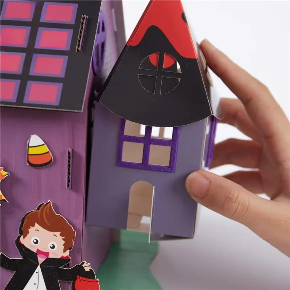Maison Magique 3D Halloween DIY - Jouet Éducatif Artisanal pour Enfants - Décoration Fête