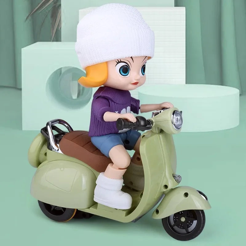Mini Moto Électrique Labubu avec Musique et Lumière - Accessoire Poupée Kawaii Cadeau