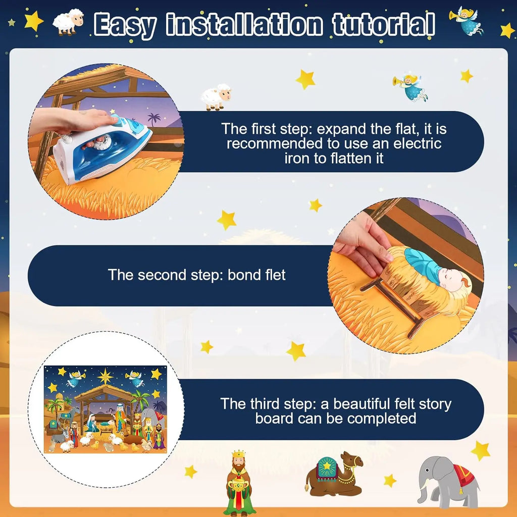 Tableau Feutrine Montessori Noël et Halloween - Jeu Interactif DIY Décoration Murale