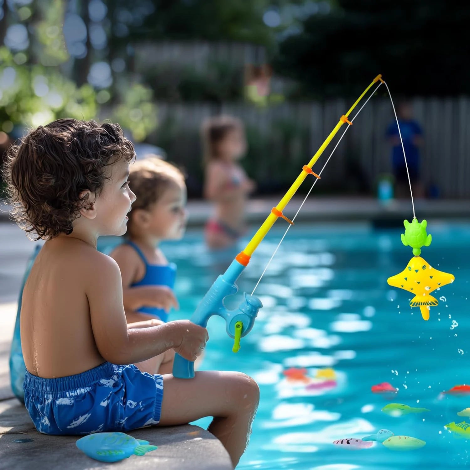 Ensemble de Pêche pour Enfants avec Canne Magnétique et Piscine Gonflable
