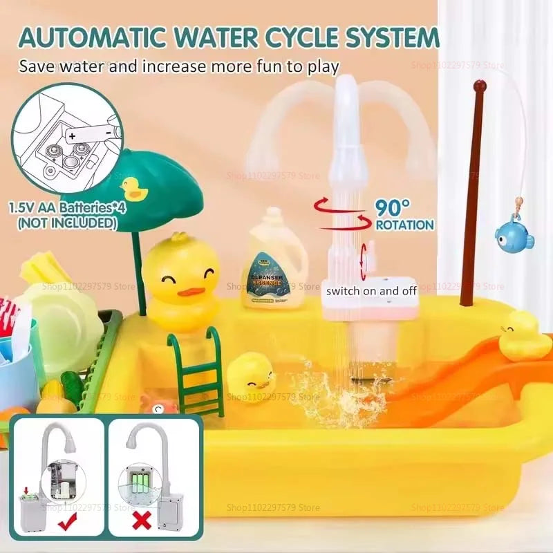 Évier de Cuisine Électrique pour Enfants avec Eau Courante - Set de Jeu Complet