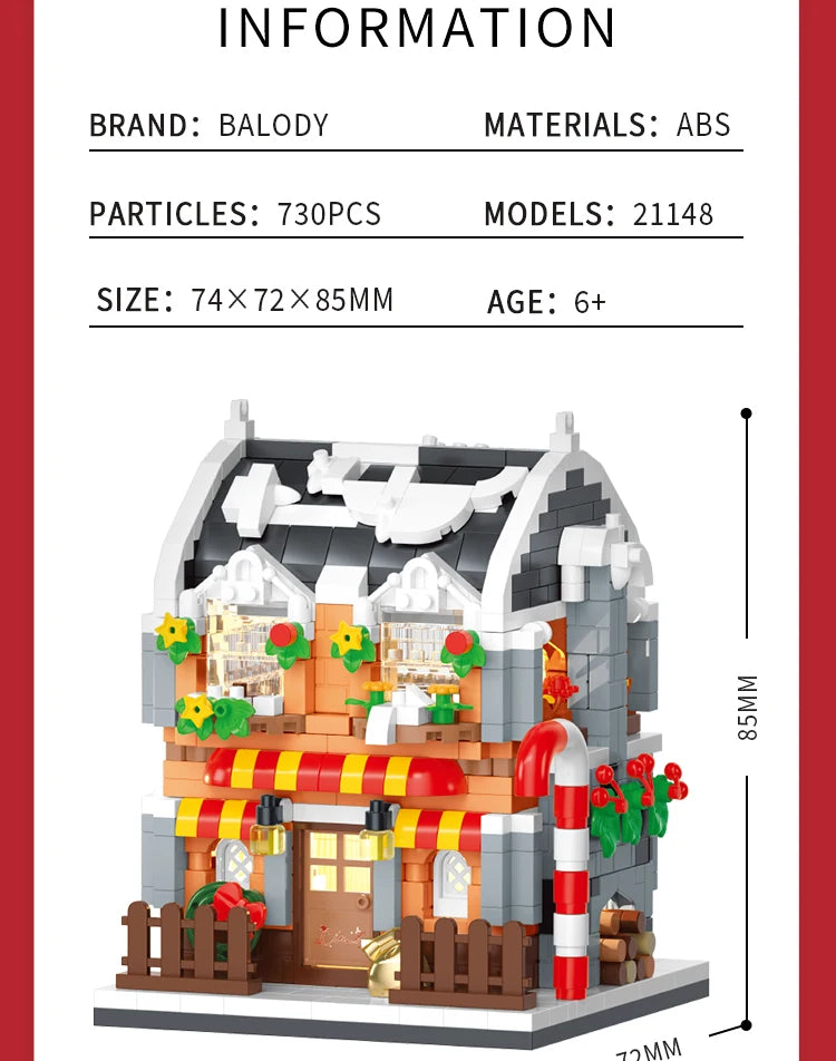 Maison de Noël Blocs Construction - Modèle Architectural Ville ToylinX - Cadeau Collection