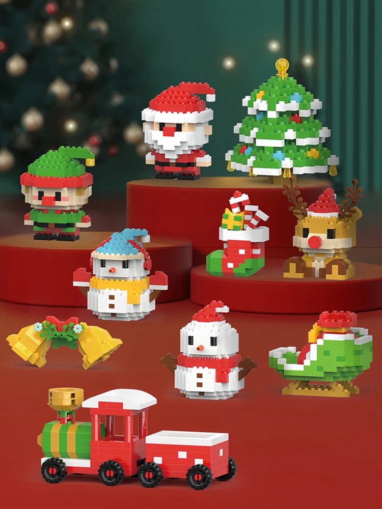 Mini Blocs Construction Noël - Père Noël, Sapin, Renne, Bonhomme de Neige - Cadeau Parfait