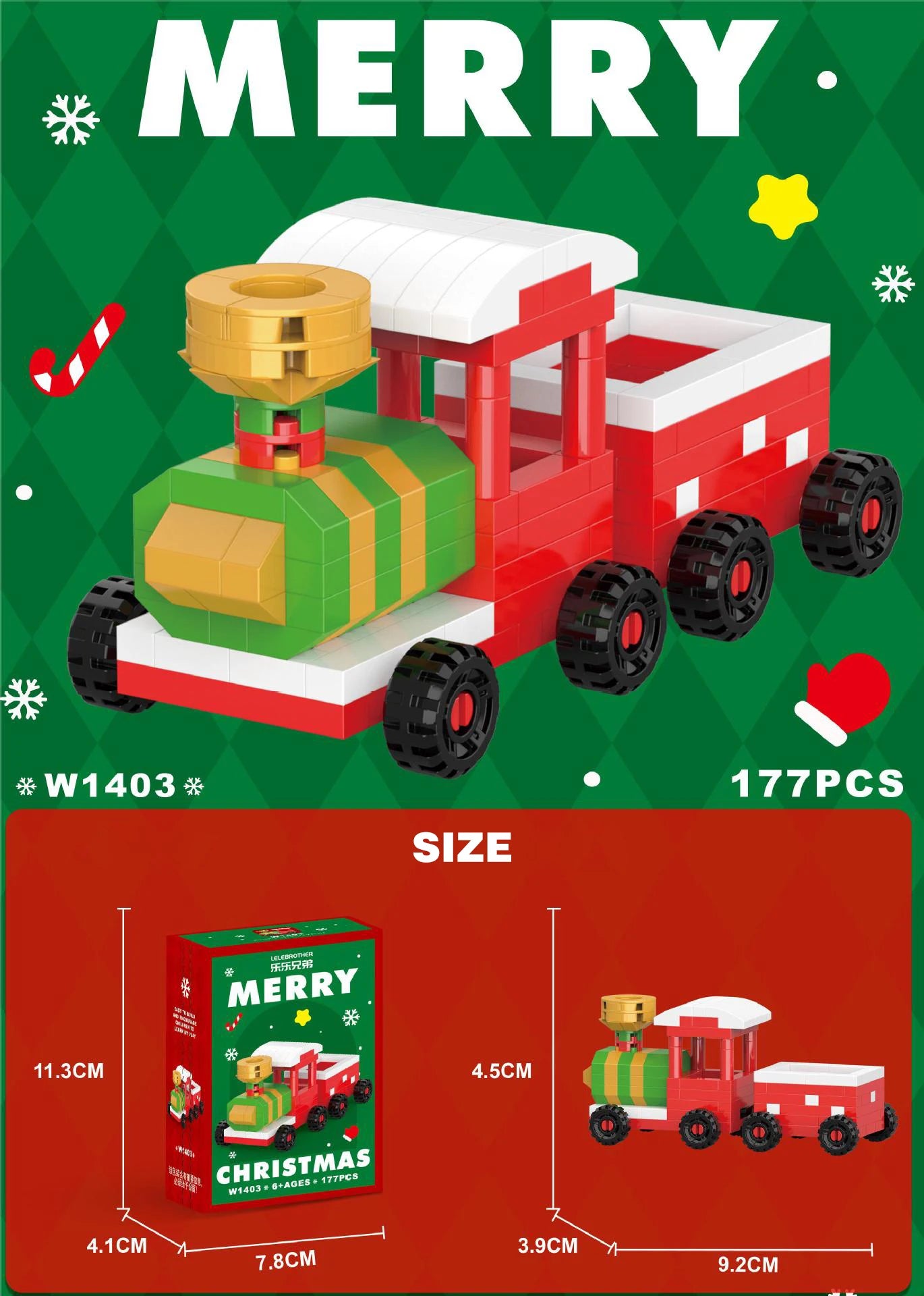 Blocs Noël Père Noël et Renne - Puzzle Briques Assemblage - Décoration Table Fête Enfant