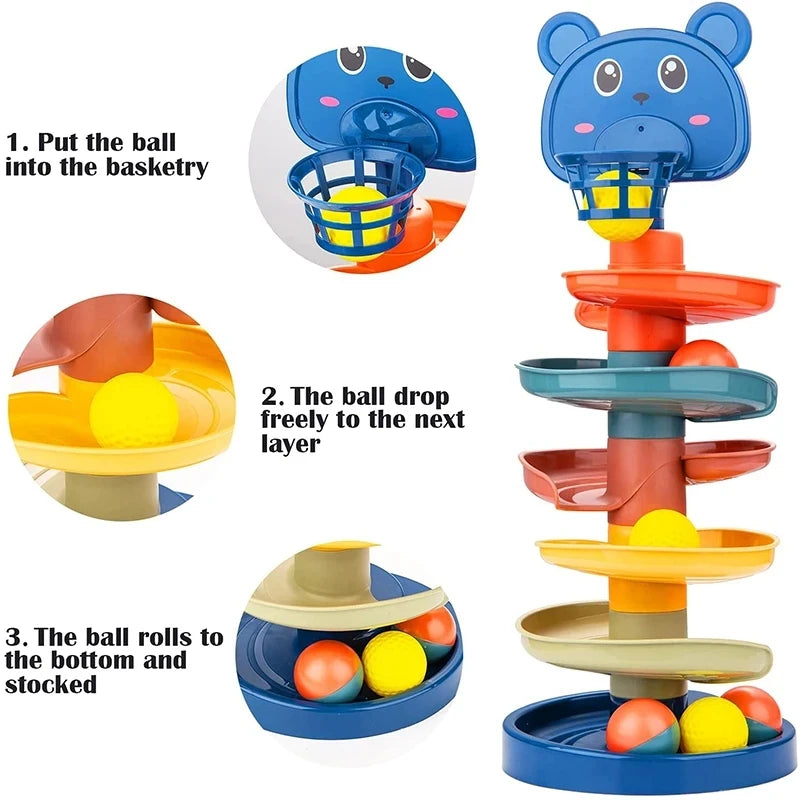 Tour à Boule Roulante Montessori Bébé 1-3 Ans - Jeu Empilage