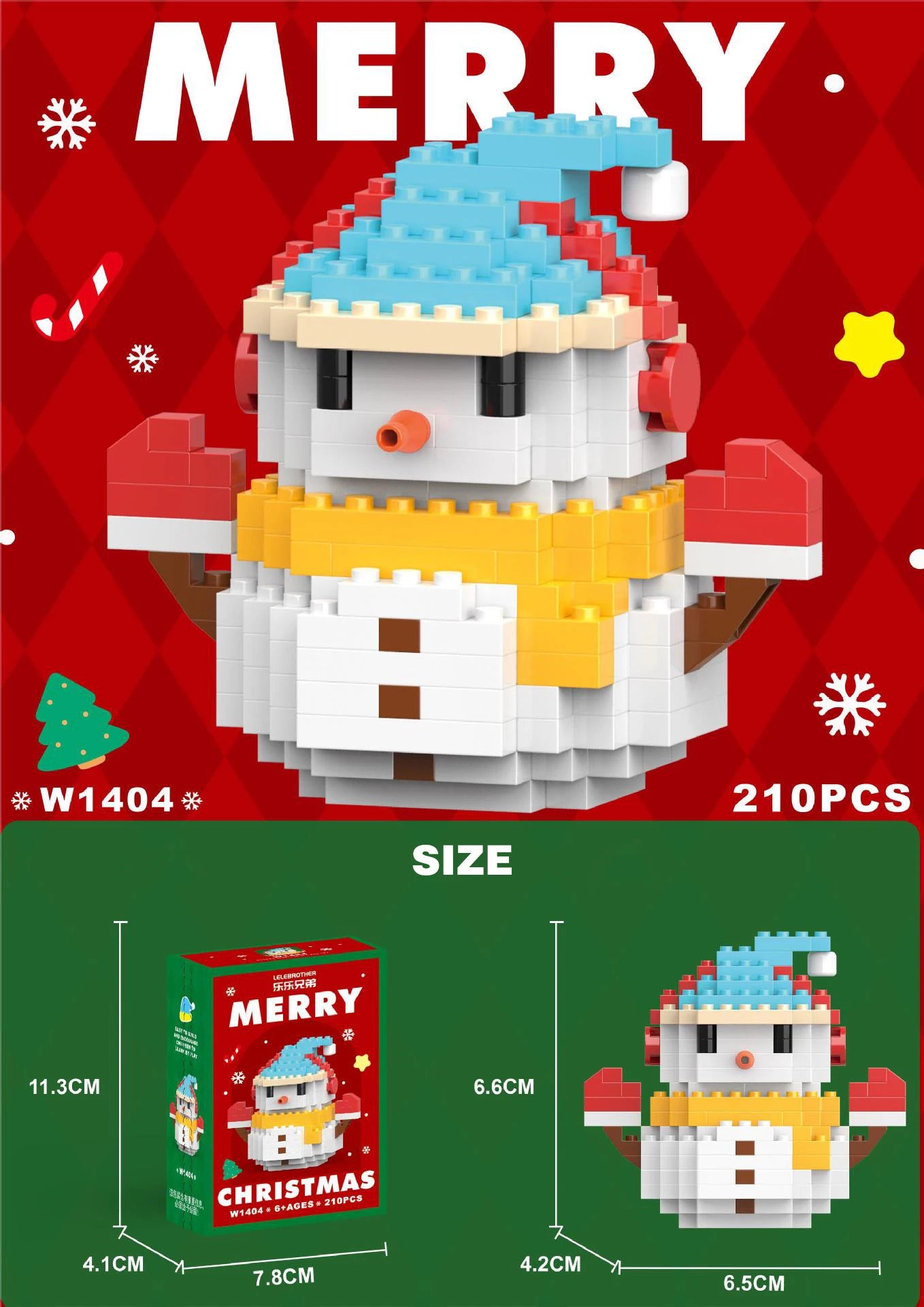 Blocs Noël Père Noël et Renne - Puzzle Briques Assemblage - Décoration Table Fête Enfant