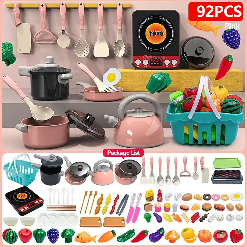 Ensemble Cuisine Enfant 92 Pièces - Kit Complet avec Casseroles