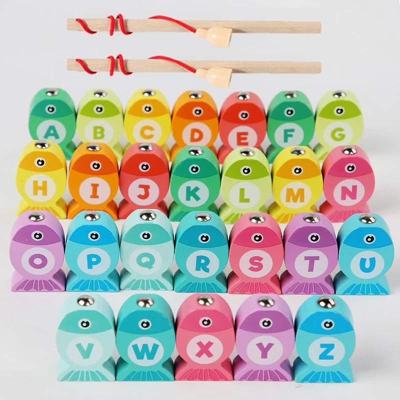 Jeu de Pêche en Bois Montessori - Alphabet et Chiffres