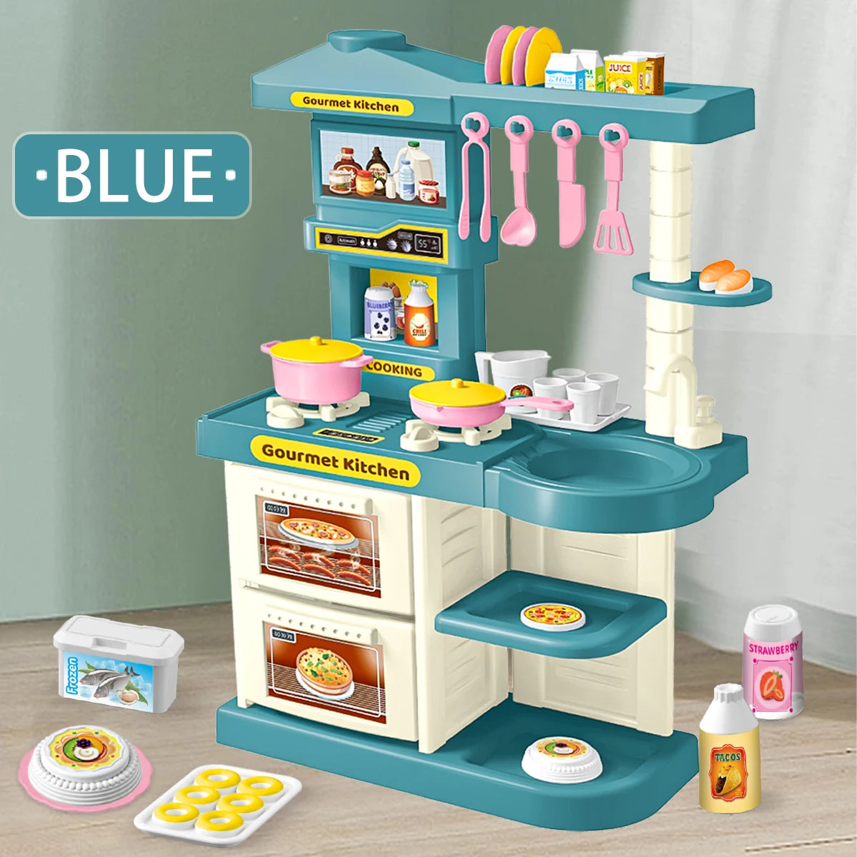 Accessoires de Cuisine pour Enfants - Set avec Casseroles, Pots à Lait, Pains et Fourchette