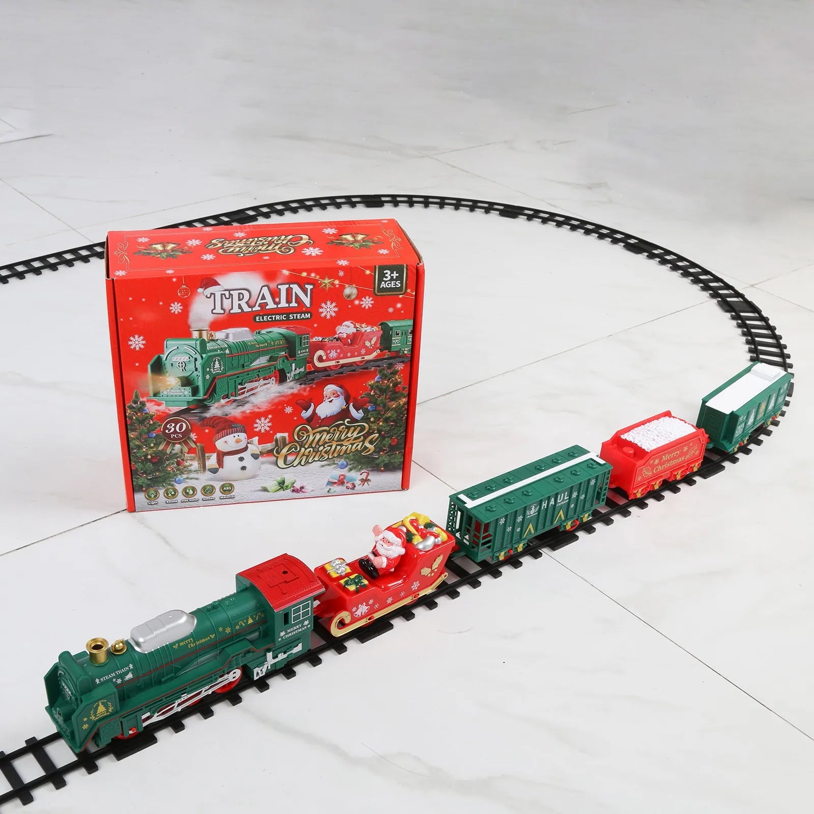 Train Électrique de Noël Réaliste - Set Complet Sécurisé - Décoration Sapin et Maison