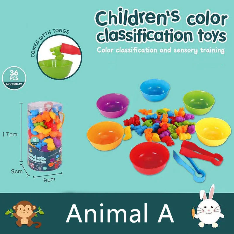Jeu de Tri Arc-en-Ciel Montessori - Puzzle Sensoriel Animaux