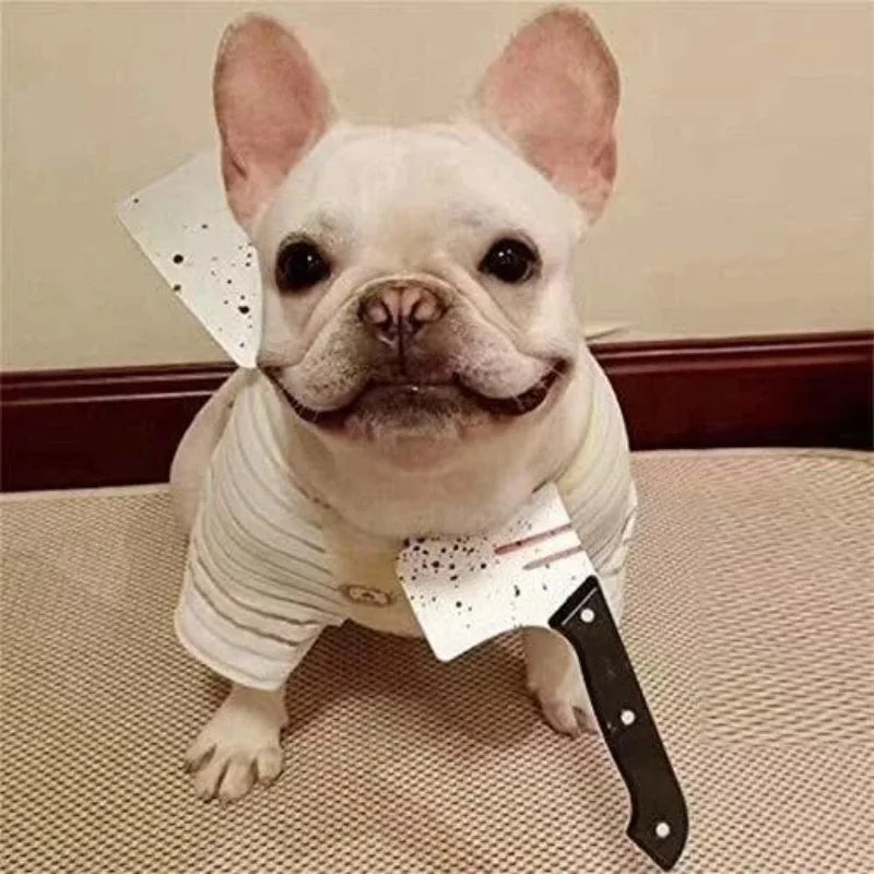 Accessoire Halloween pour Chien/Chat - Déguisement Effrayant Hache Scie Couteau - Fête