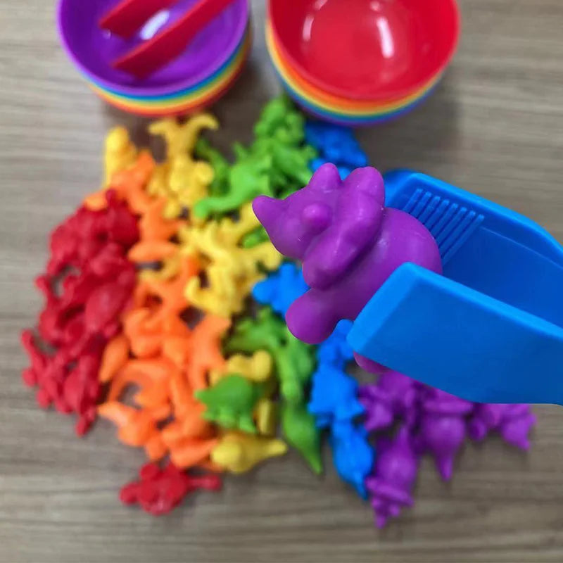 Jeu de Tri Arc-en-Ciel Montessori - Puzzle Sensoriel Animaux