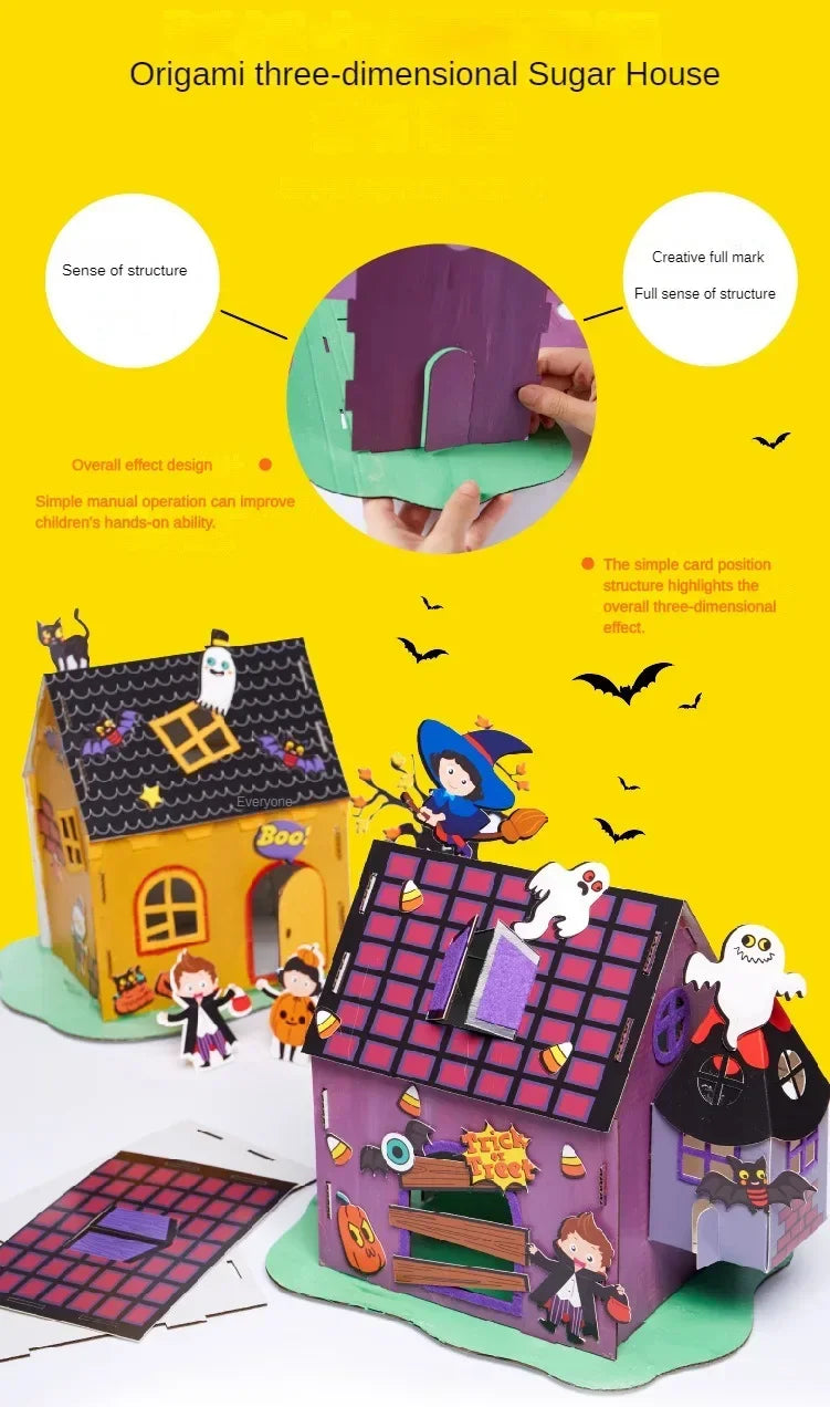Maison Magique 3D Halloween DIY - Jouet Éducatif Artisanal pour Enfants - Décoration Fête