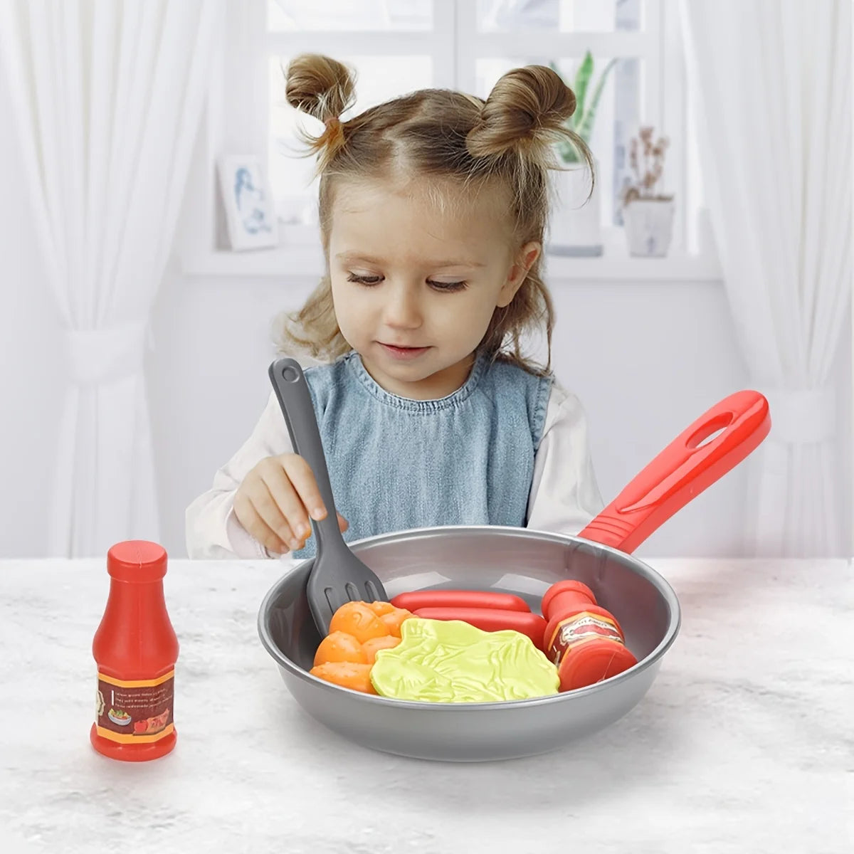 Ensemble 8 Pièces Cuisine pour Enfants - Ustensiles et Aliments Jouets