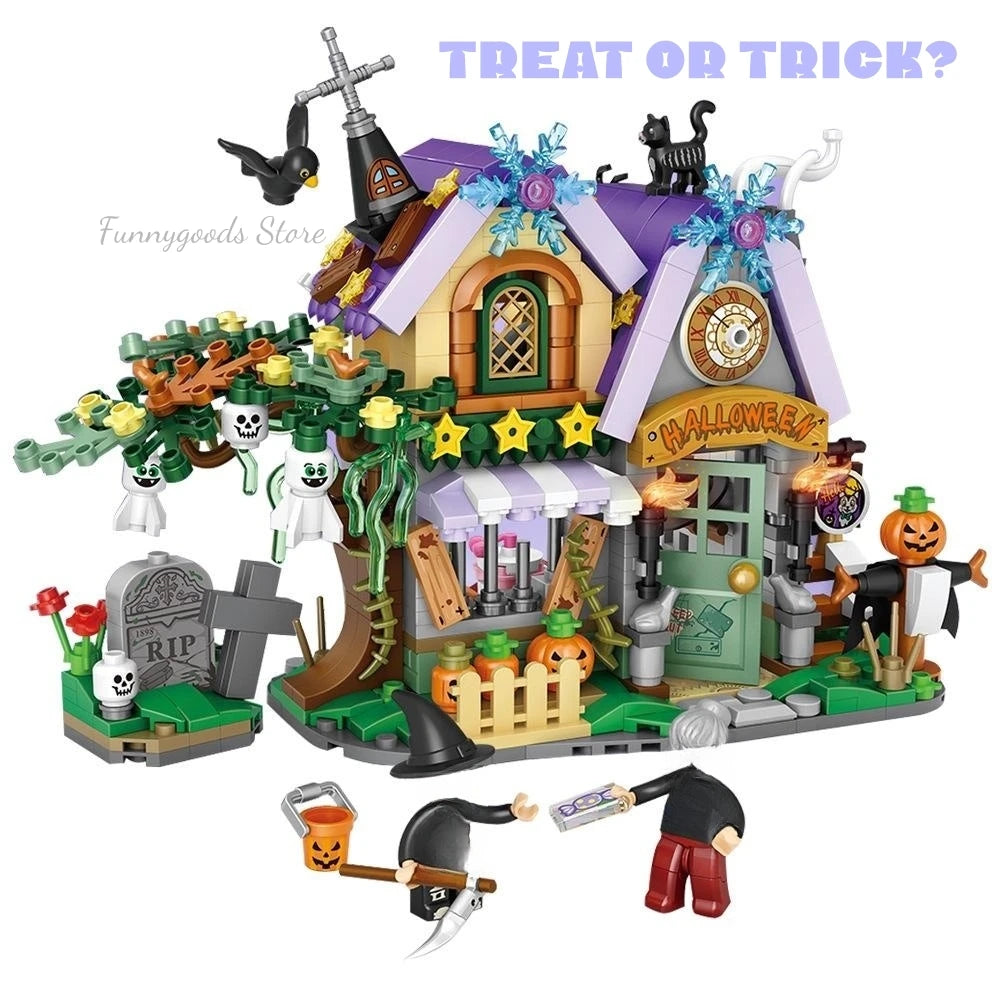 Maison Halloween Scène Spéciale - Blocs Construction Décoration Exquise - Cadeau Parfait