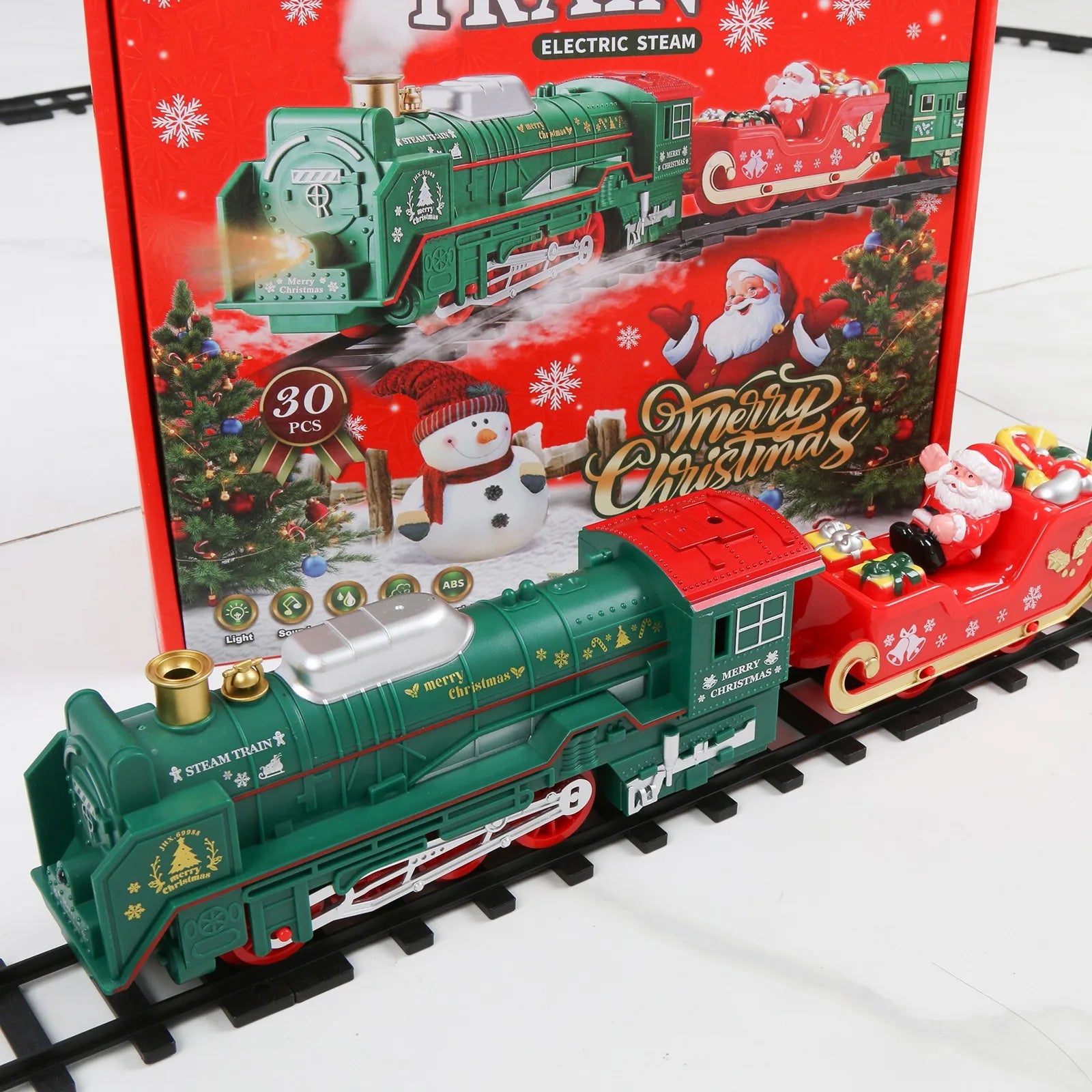 Train Électrique de Noël Réaliste - Set Complet Sécurisé - Décoration Sapin et Maison