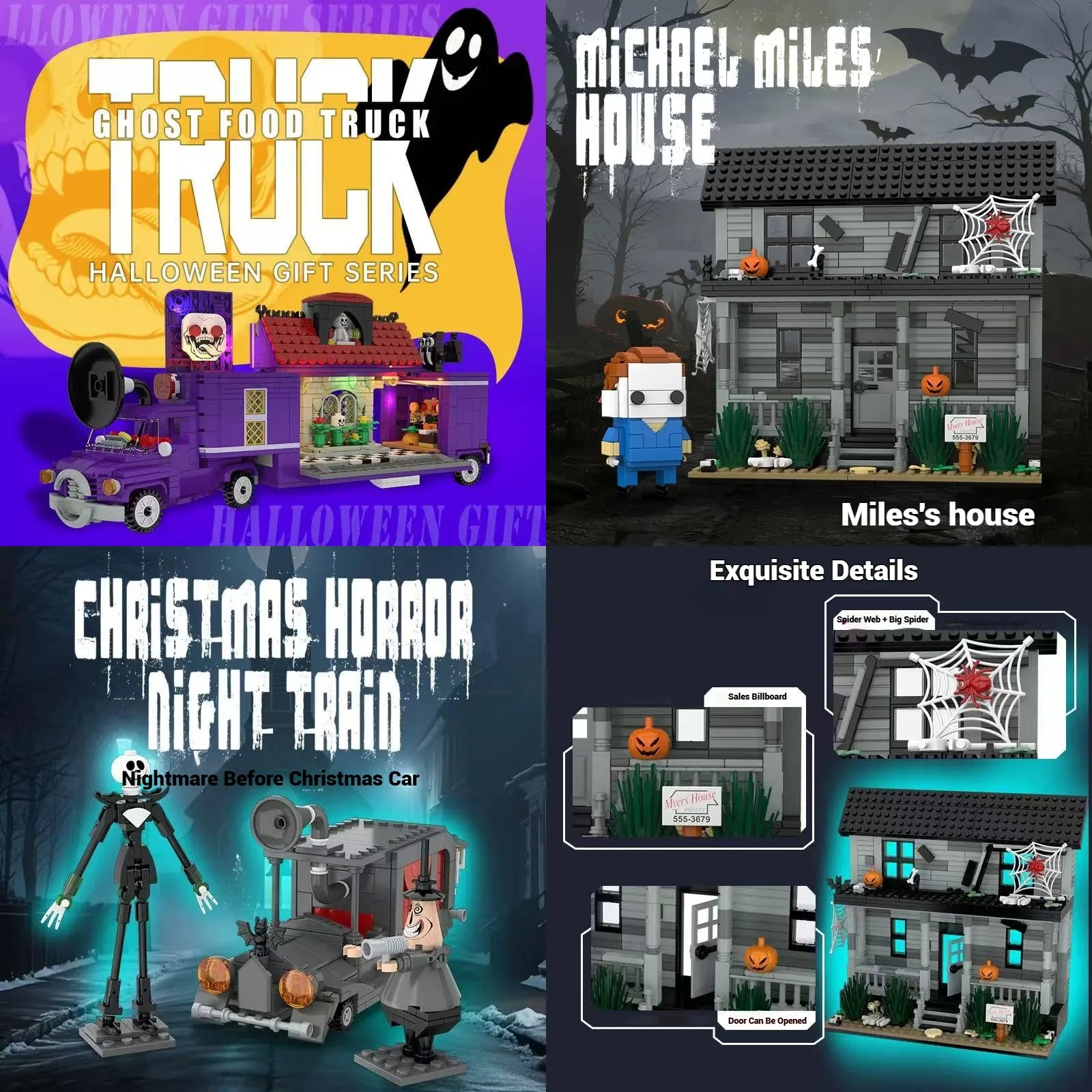 Jouets Surprise Halloween - Cabanes Horreur, Voitures, Blocs Construction DIY Cadeaux