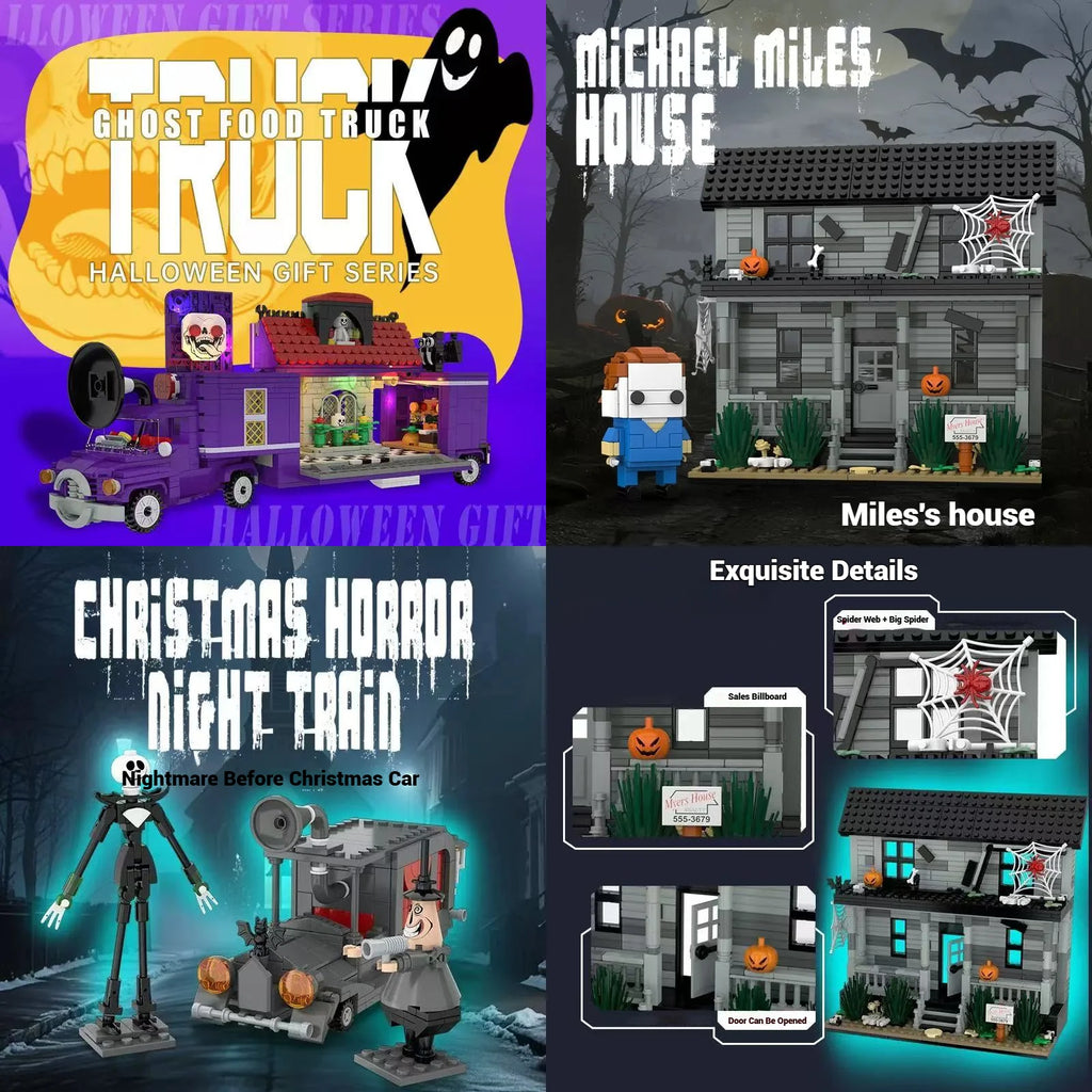 Jouets Surprise Halloween - Cabanes Horreur, Voitures, Blocs Construction DIY Cadeaux