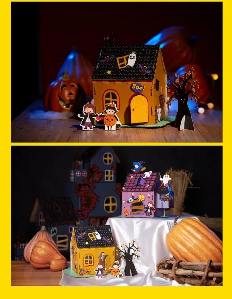 Maison Magique 3D Halloween DIY - Jouet Éducatif Artisanal pour Enfants - Décoration Fête