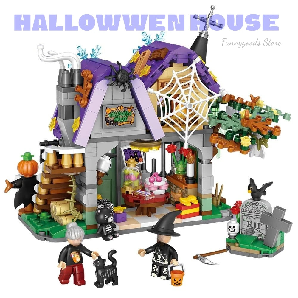 Maison Halloween Scène Spéciale - Blocs Construction Décoration Exquise - Cadeau Parfait