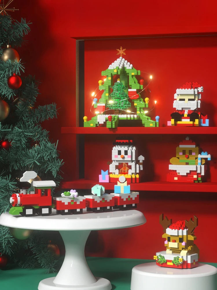 Mini Blocs Construction Noël - Père Noël, Sapin, Renne, Bonhomme de Neige - Cadeau Parfait