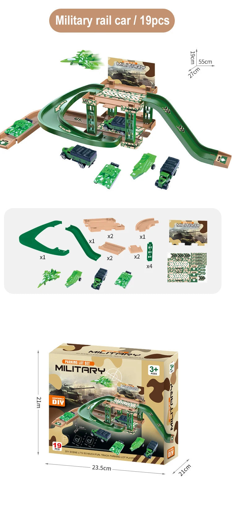 Parking sur Rail Dinosaure - Circuit Voitures Police Pompiers