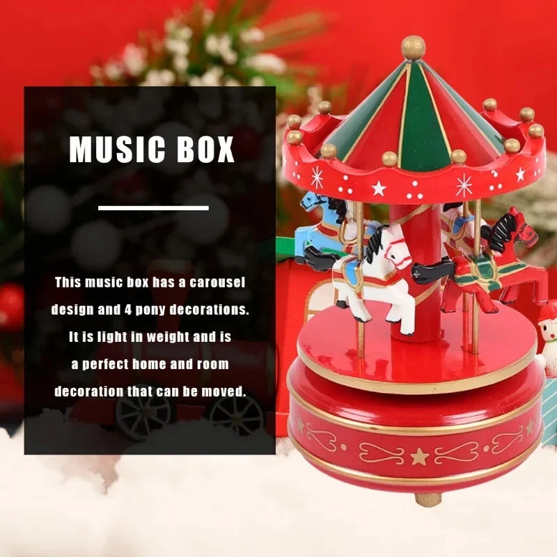 Carrousel Musical de Noël Automatique - Boîte à Musique Manège - Décoration Chambre Bébé