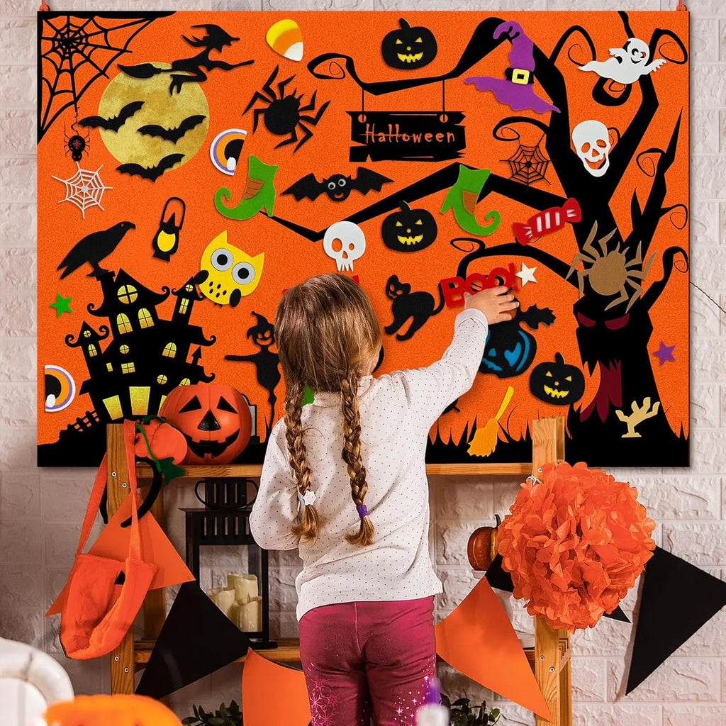 Tableau Feutrine Montessori Noël et Halloween - Jeu Interactif DIY Décoration Murale