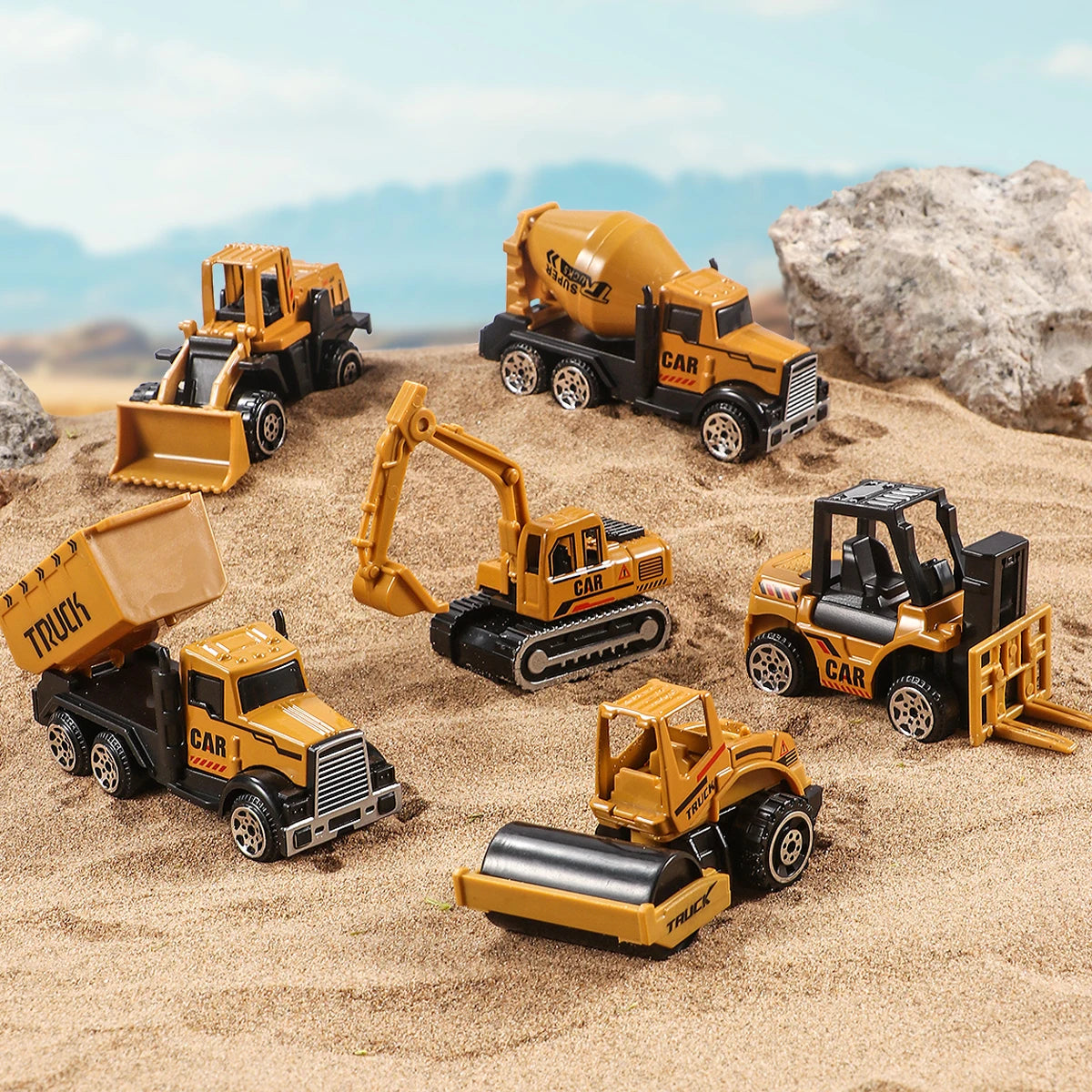 Set 6 Camions de Chantier en Alliage - Pelle Bulldozer