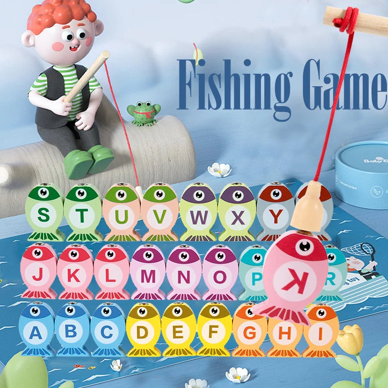 Jeu de Pêche en Bois Montessori - Alphabet et Chiffres