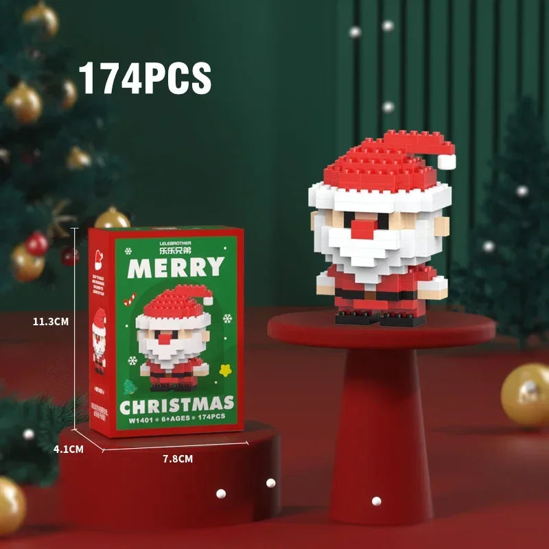Blocs Noël Père Noël et Renne - Puzzle Briques Assemblage - Décoration Table Fête Enfant