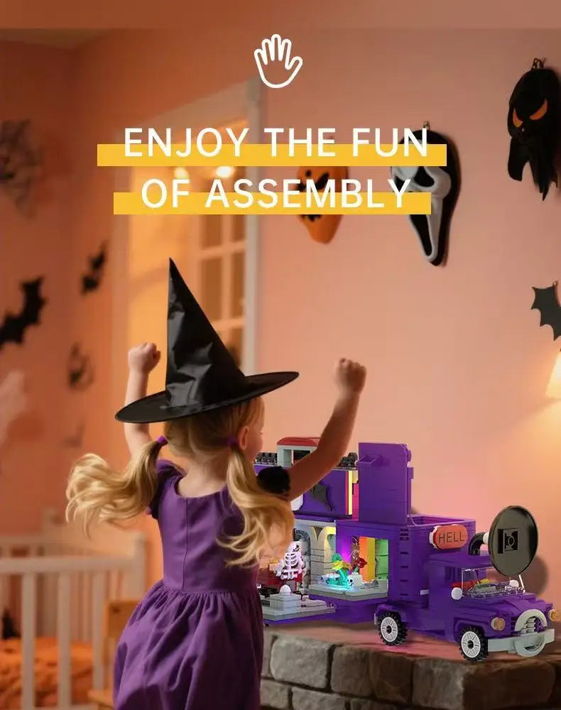 Jouets Surprise Halloween - Cabanes Horreur, Voitures, Blocs Construction DIY Cadeaux