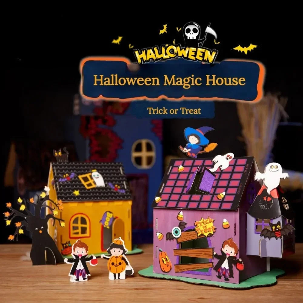 Maison Magique 3D Halloween DIY - Jouet Éducatif Artisanal pour Enfants - Décoration Fête