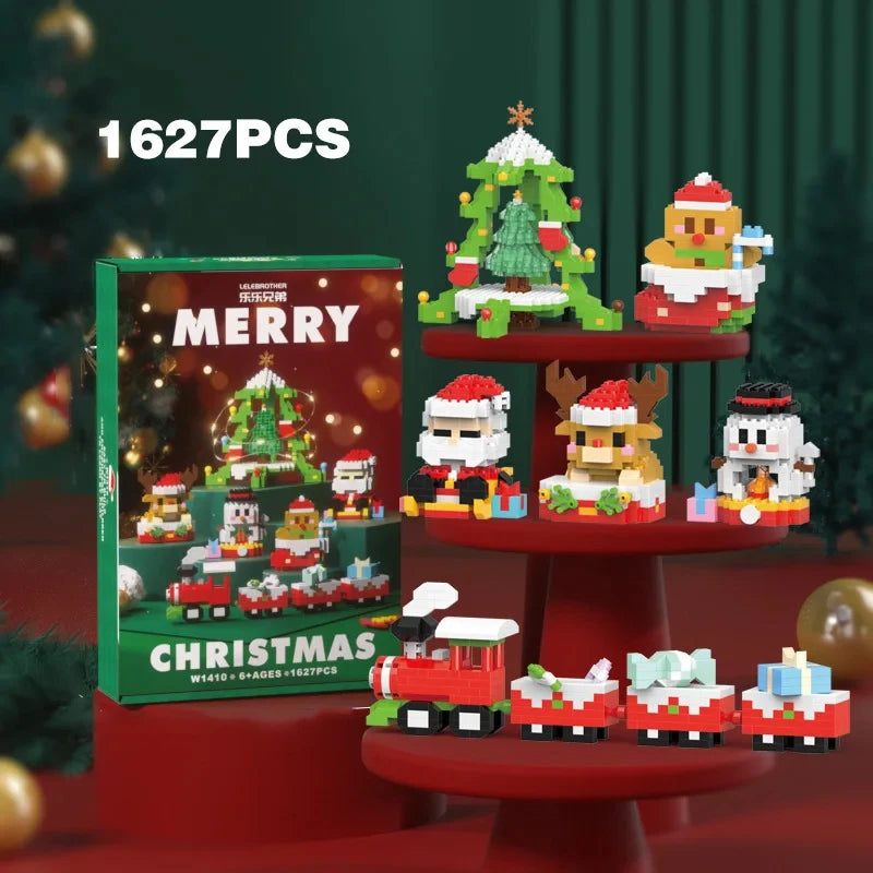 Blocs Noël Père Noël et Renne - Puzzle Briques Assemblage - Décoration Table Fête Enfant