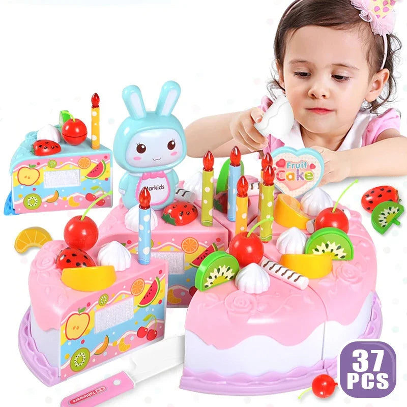 Jouet Gâteau d'Anniversaire DIY pour Enfants - Fruits à Découper Jeu de Rôle