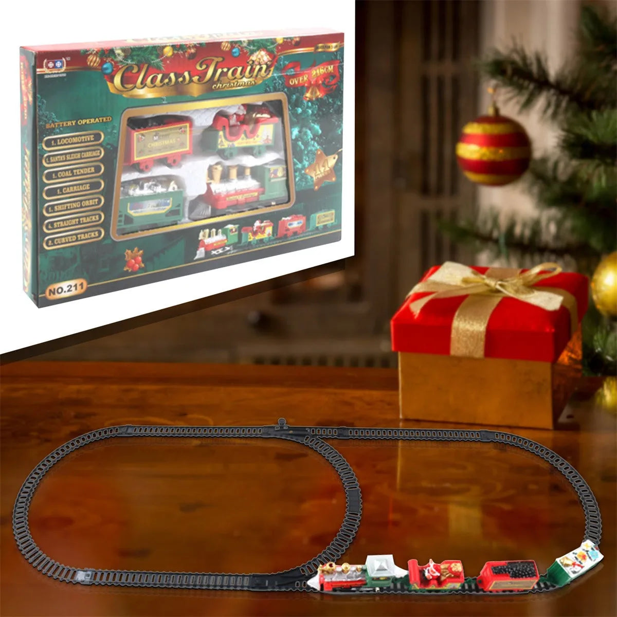 Train Électrique de Noël Réaliste - Set Complet Sécurisé - Décoration Sapin et Maison