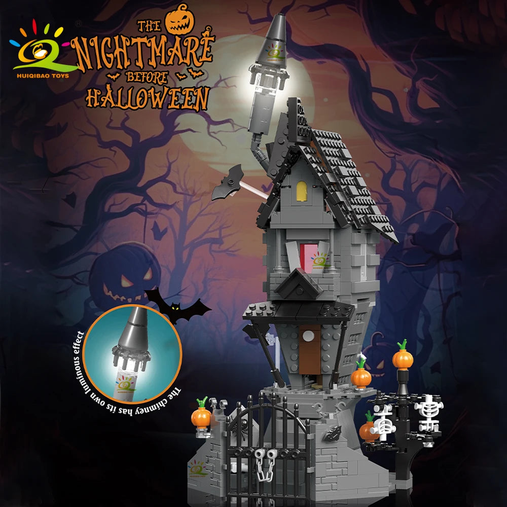 Maison Hantée HUIQIBAO avec Lumières LED - Kit Construction Halloween - Cadeau Enfant
