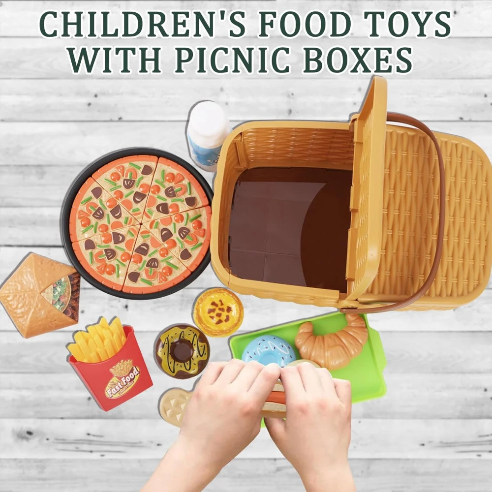 Ensemble de Cuisine pour Enfants - Jouets Pizza avec Panier, Cadeau pour Garçons et Filles
