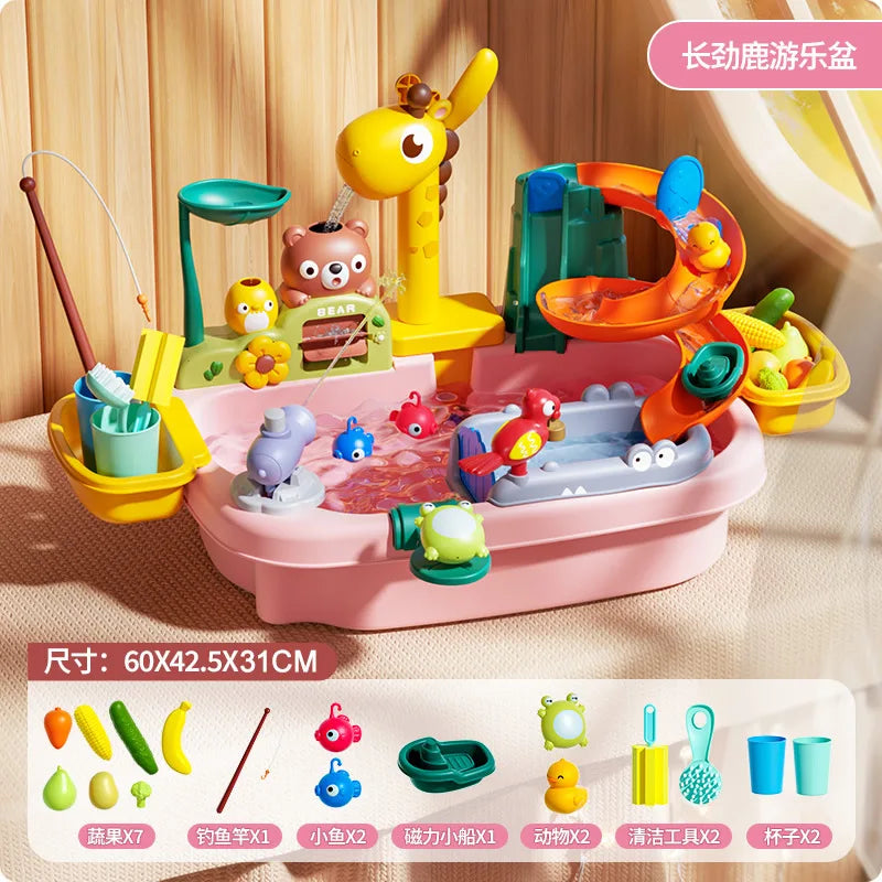 Jouet Cuisine Électrique pour Enfants - Évier avec Eau et Jeu de Pêche